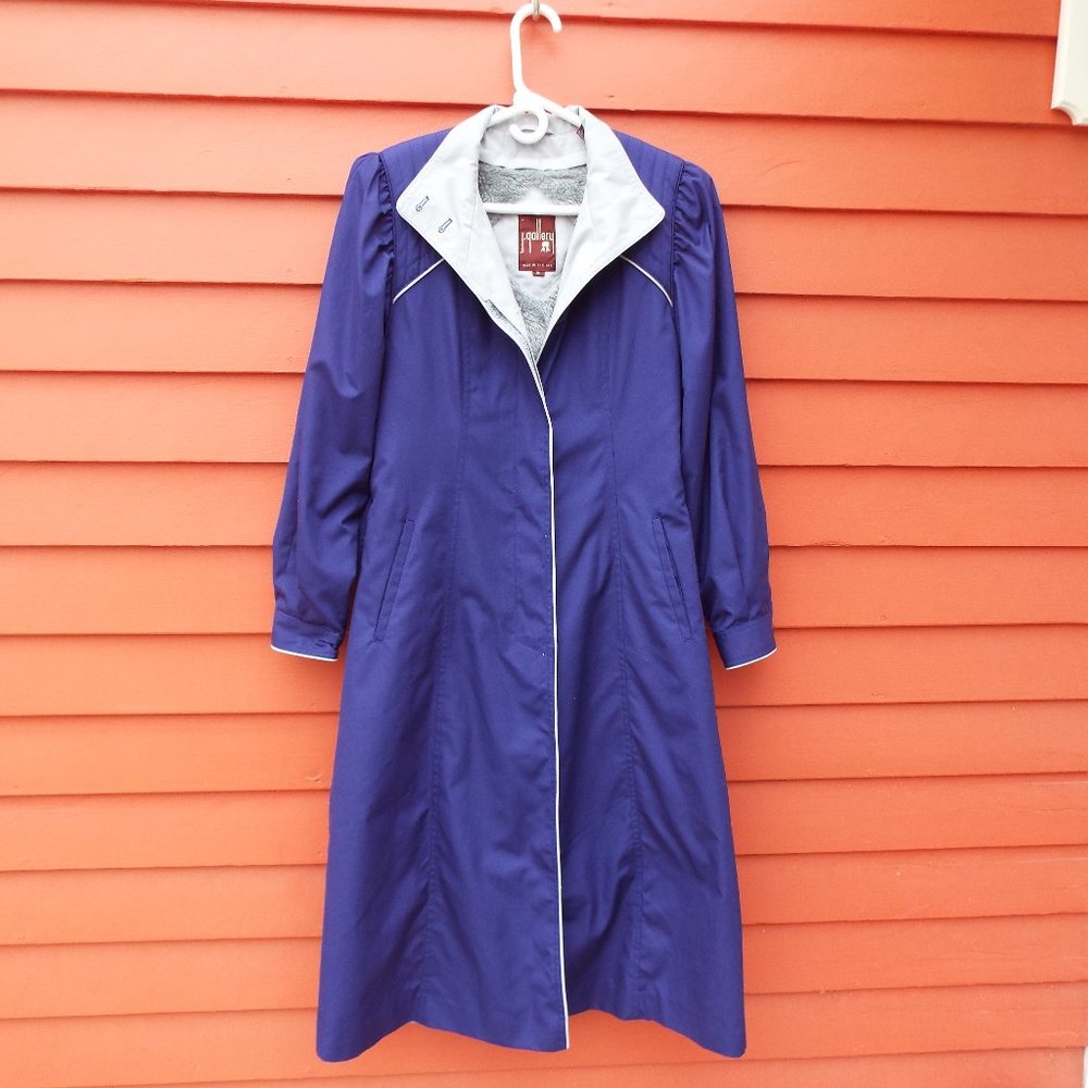 Vintage 1980's J. Gallery Purple Trench Coat (EXC)